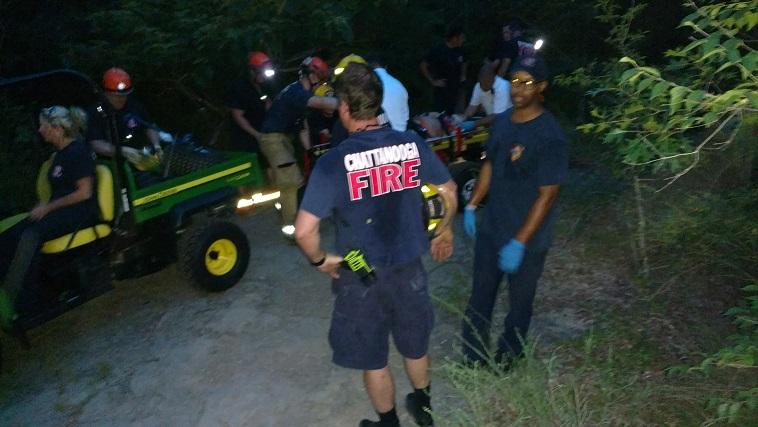 Firefighters Rescue High Fall Victim