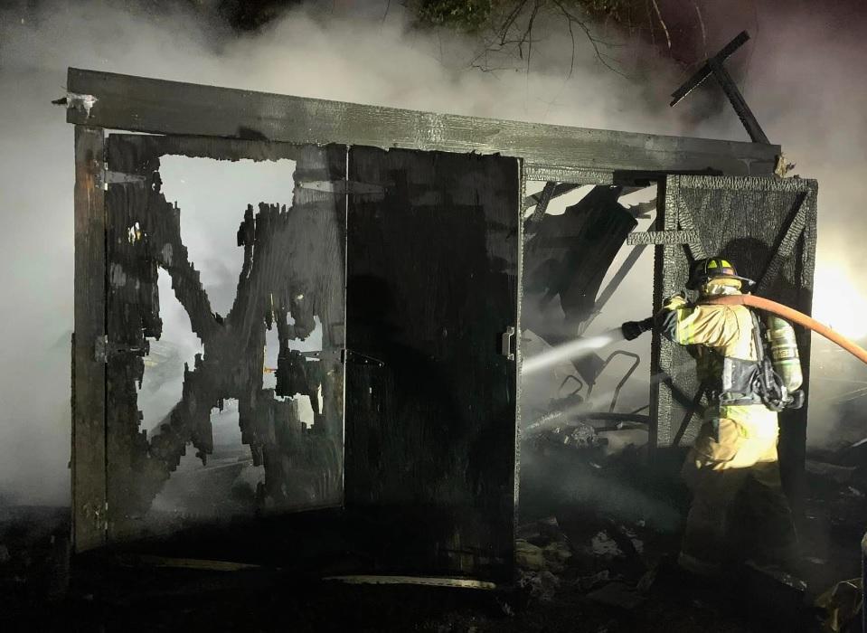 Detached garage fire