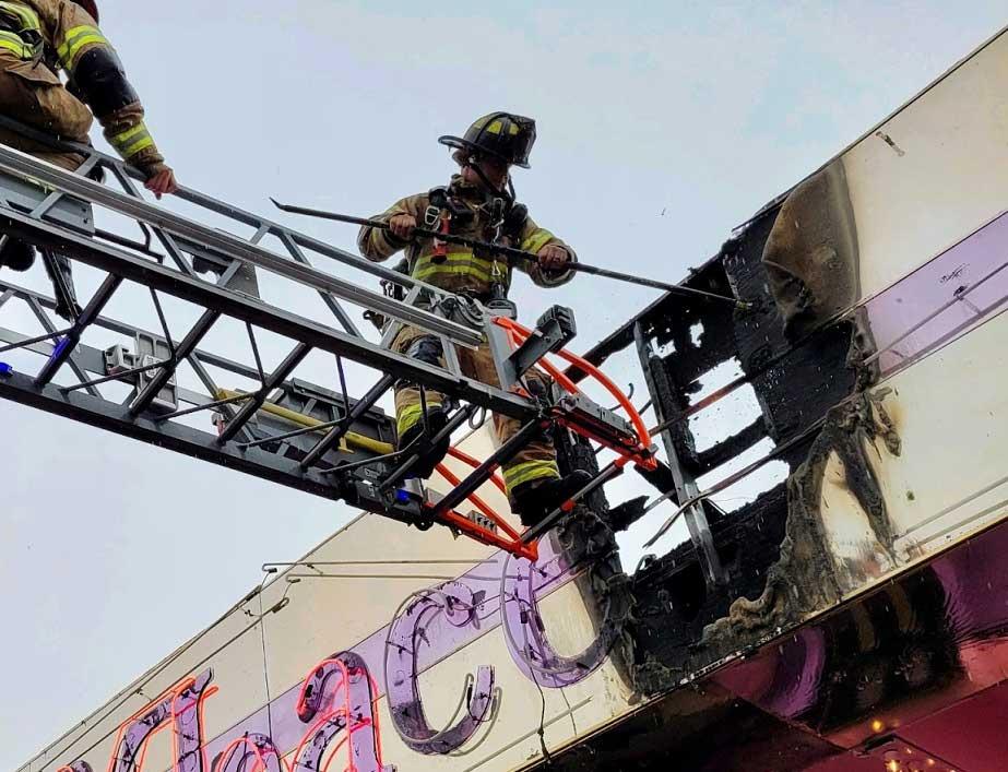 Diamonds & Lace fire on front signage