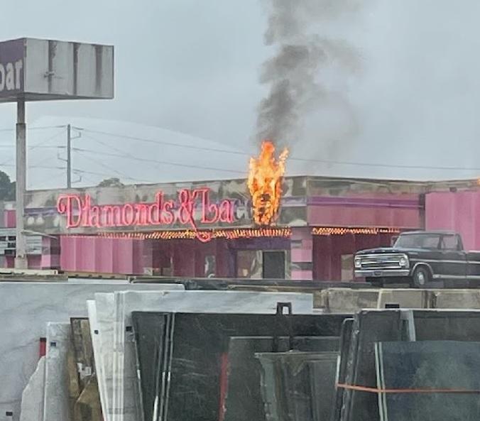 Diamonds & Lace fire on front signage