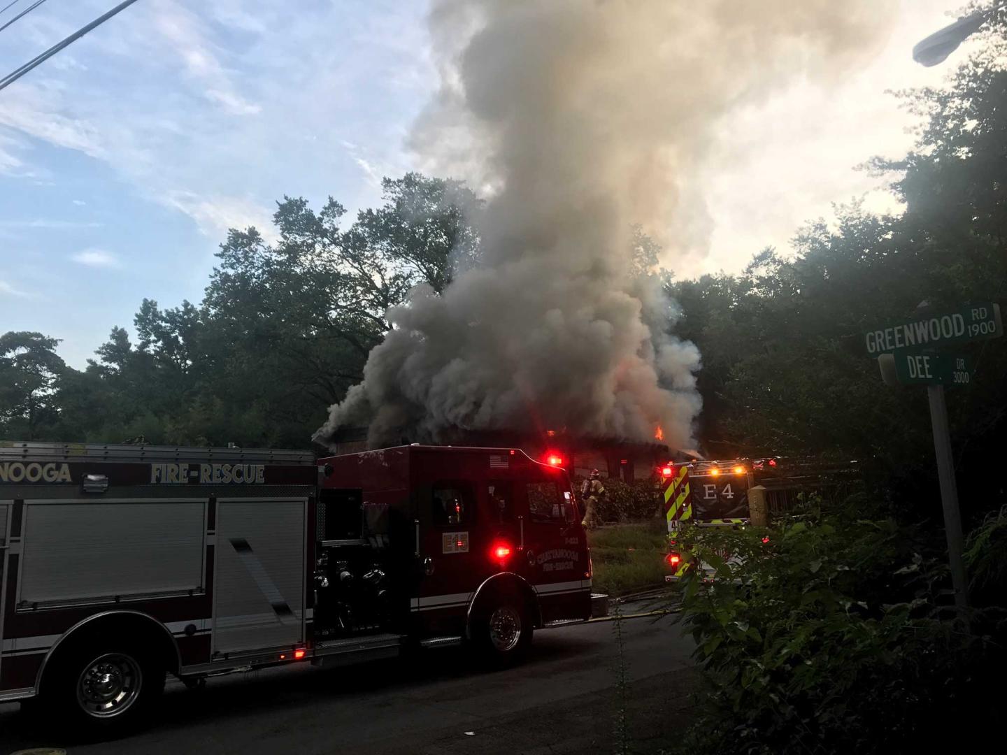 Evening House Fire on Greenwood Drive