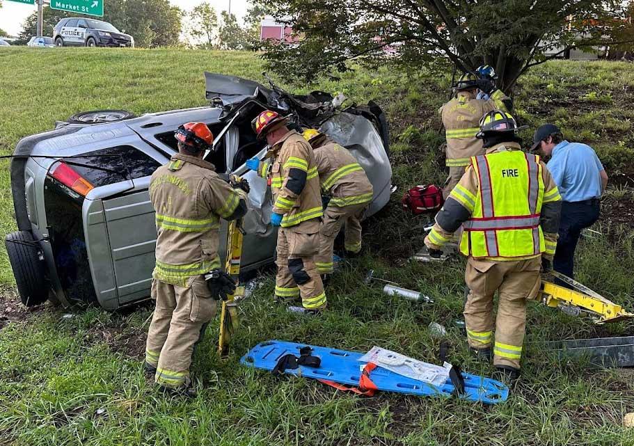 Firefighters free crash victim