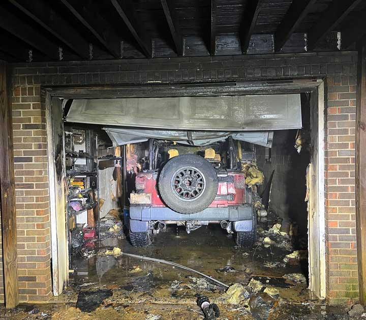 Garage fire causes damage