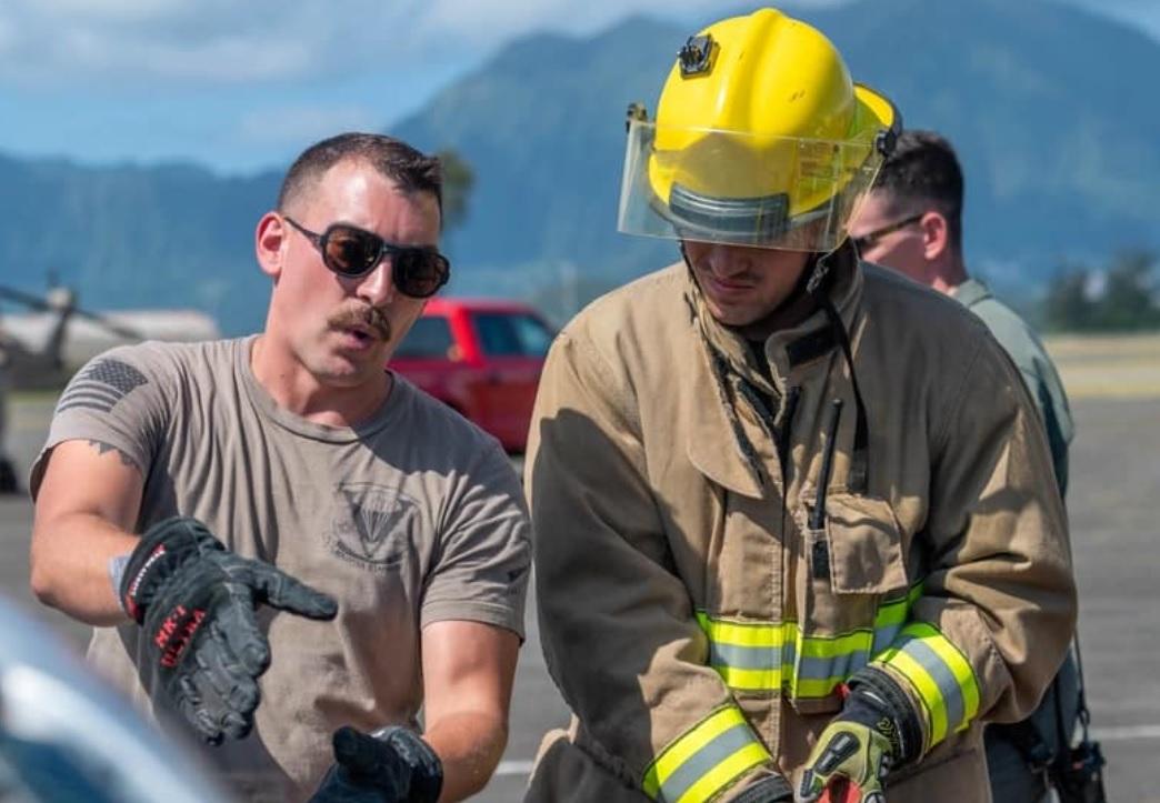 Firefighter Smelser military training