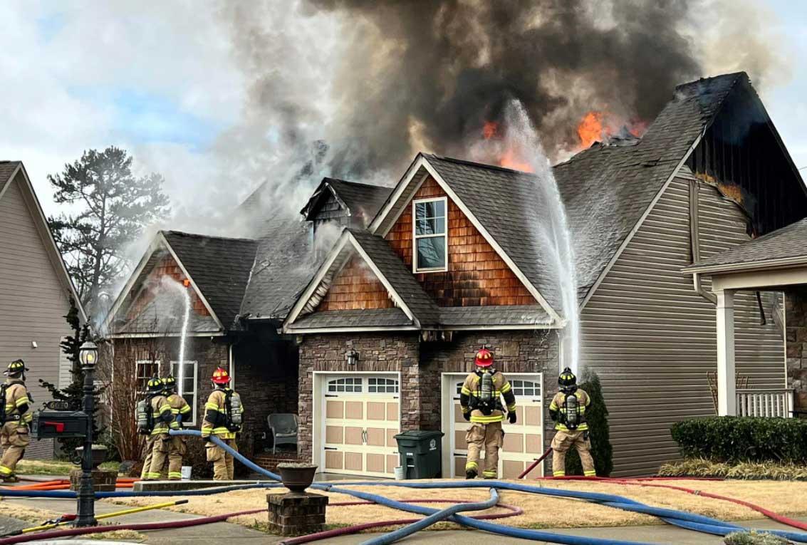 Kenton Ridge Circle house fire visible across the area