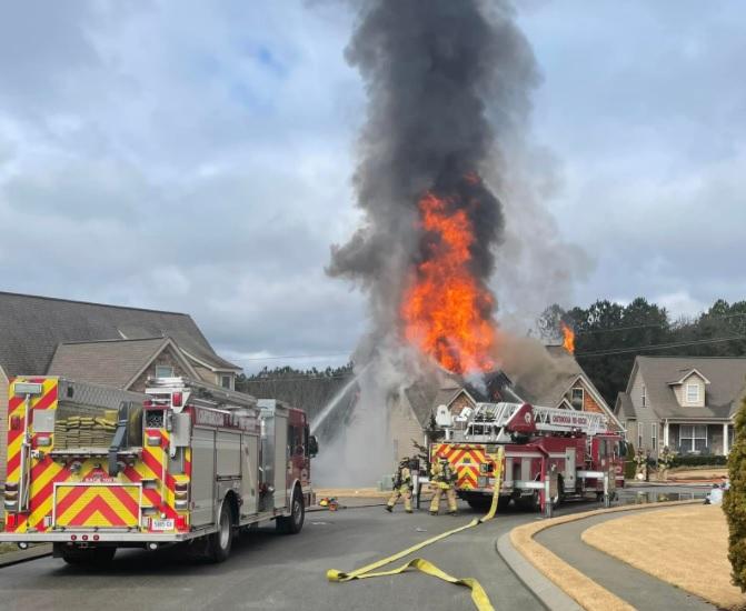 Kenton Ridge Circle house fire visible across the area