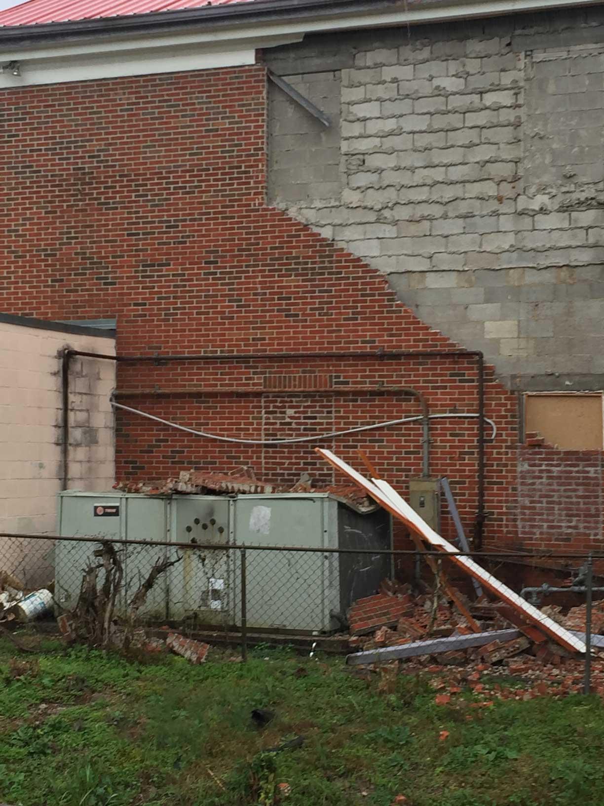 No Injuries in Wall Collapse