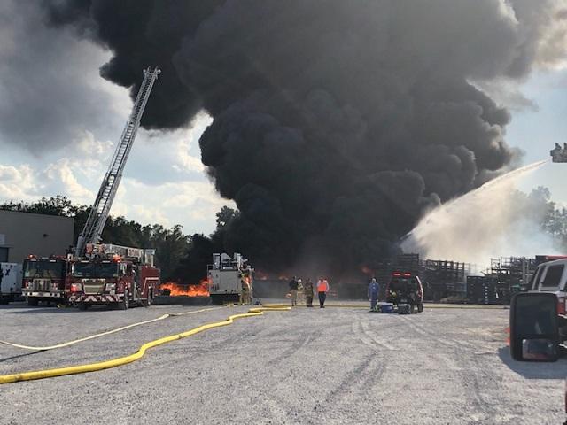 Pallet fire seen for miles