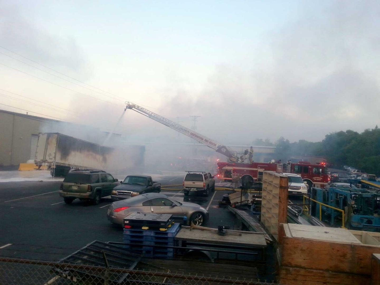 Tractor-Trailer Fire Threatens Business