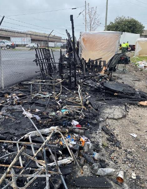 Unsafe structures and flammable material lead to fires at homeless encampments